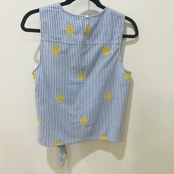 NWT J. Crew Striped Pineapple Embroidered Side-Tie Top Style# J6099 Women's Sz 6 - Picture 6 of 11